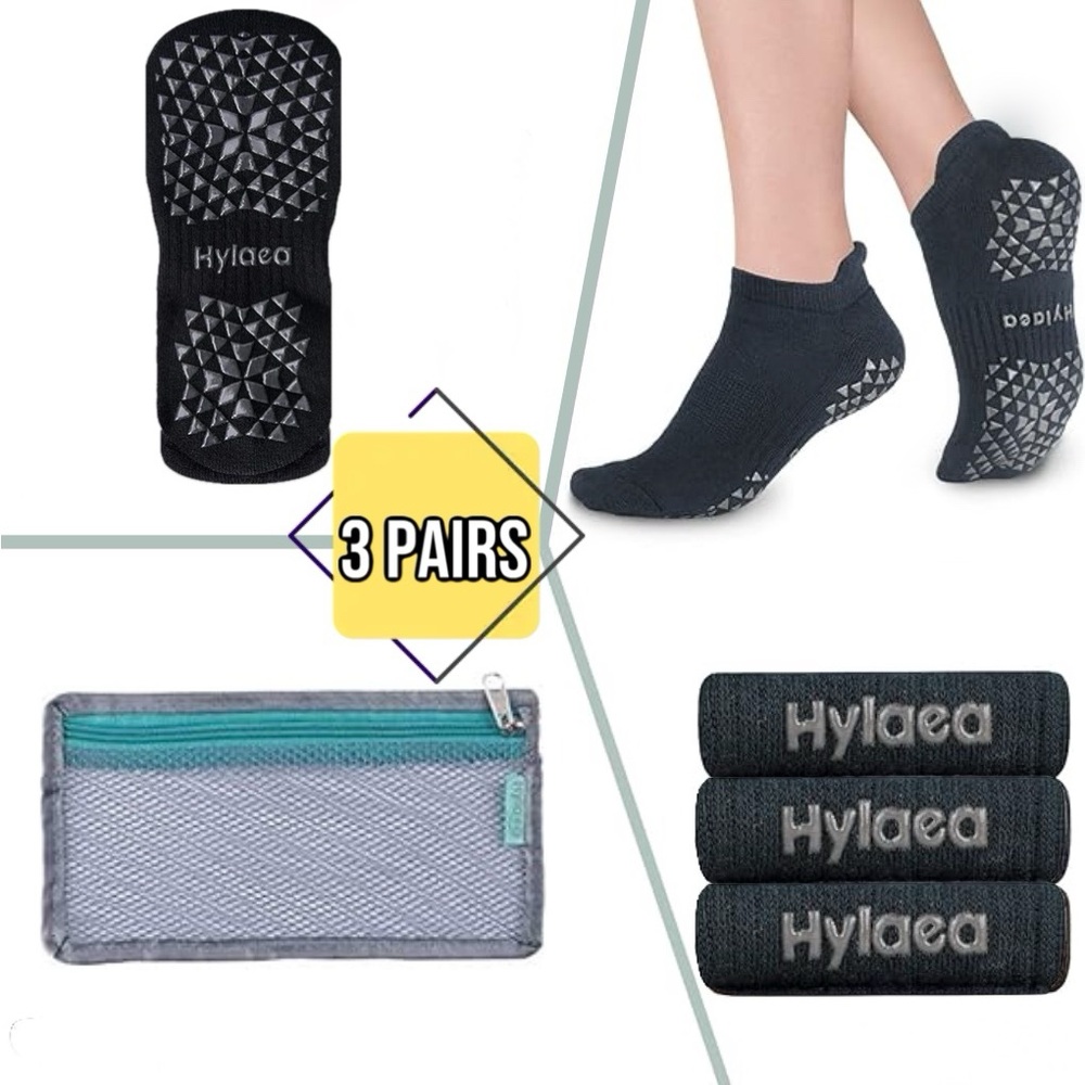 NWOT Hylaea Unisex Non Slip Grip Socks for Yoga, Hospital, Pilates, Barre 3 Pack
